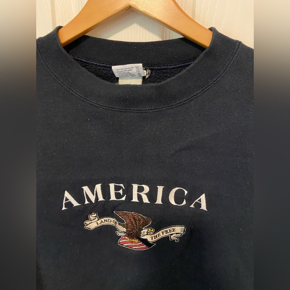 Vintage Embroidered America Pullover Sweatshirt Large - Picture 3 of 4